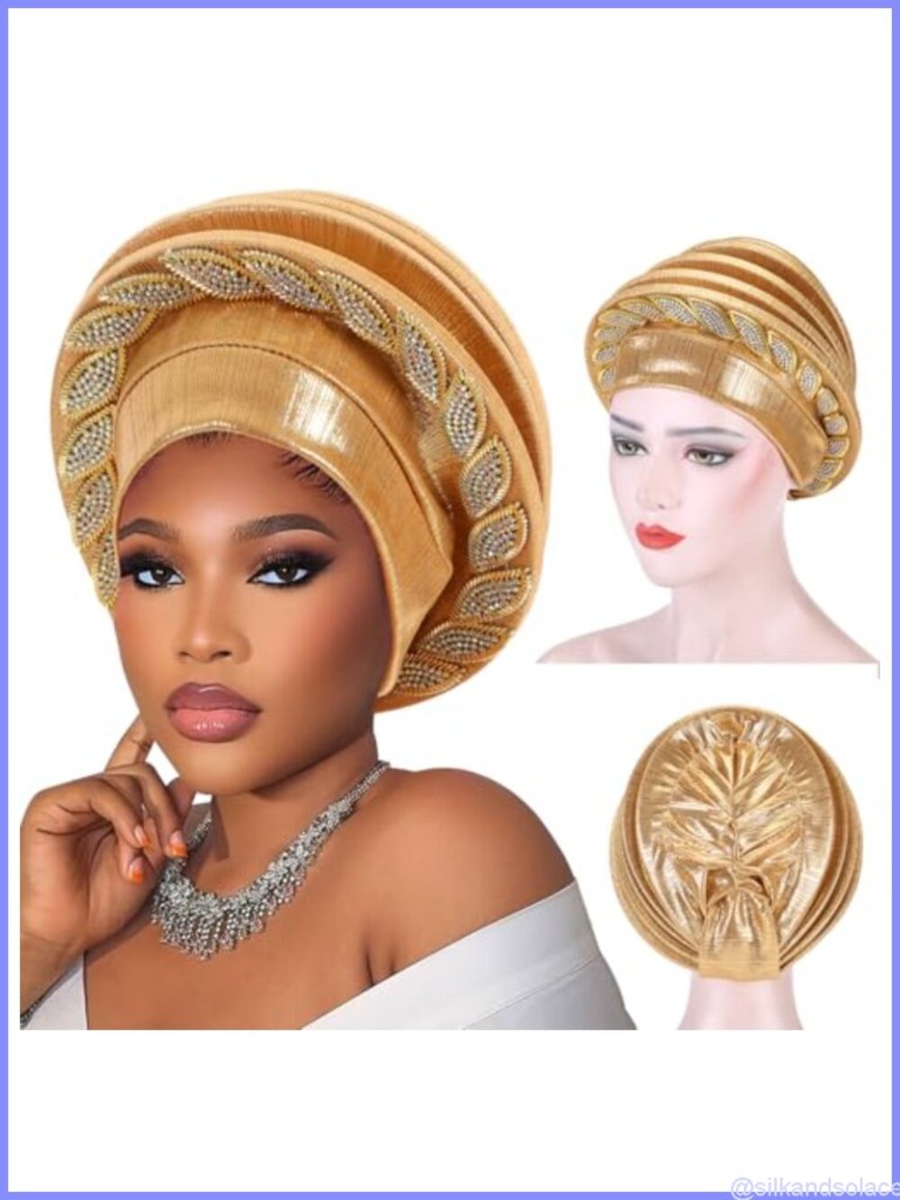 Gele Turban Cap Headwrap Headband No-Tie Party Hair Accessory